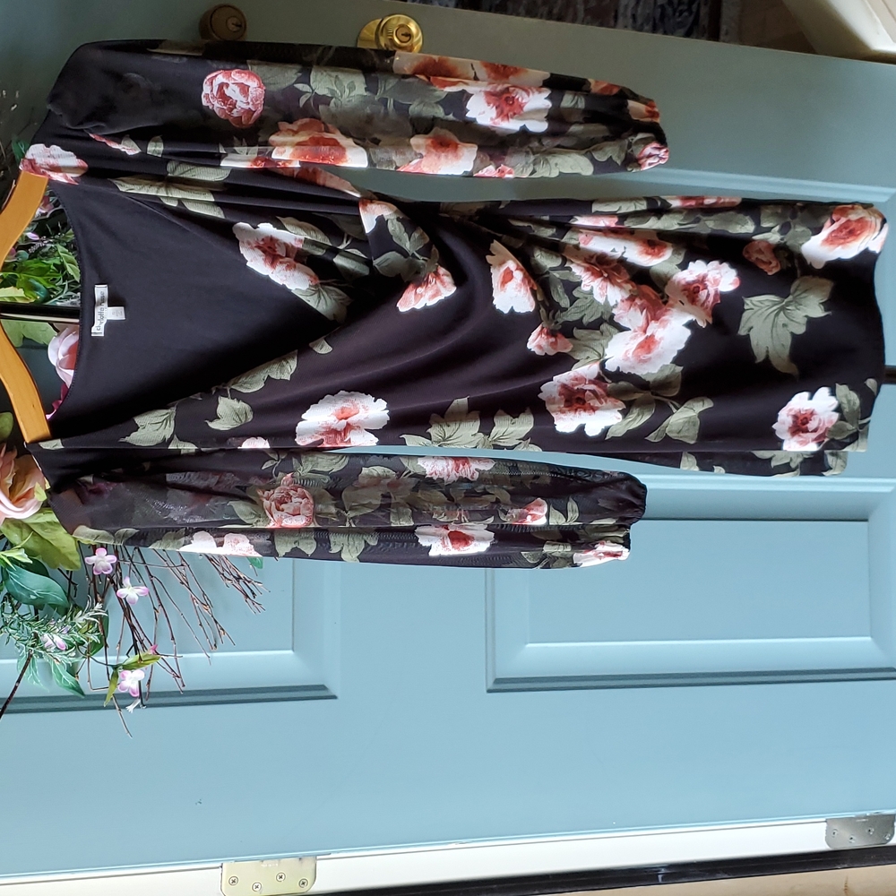 Black Sheer Dress With Rose's Size S